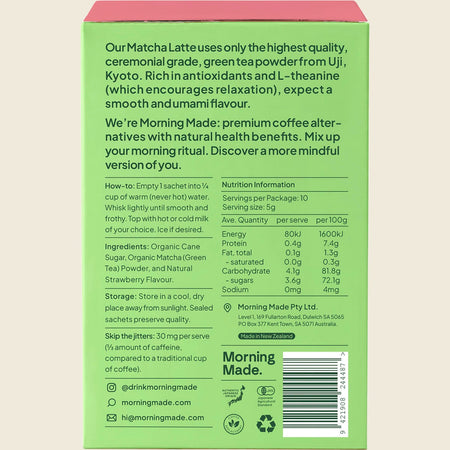 Morning Made Strawberry Matcha Latte Sachets 10x5g