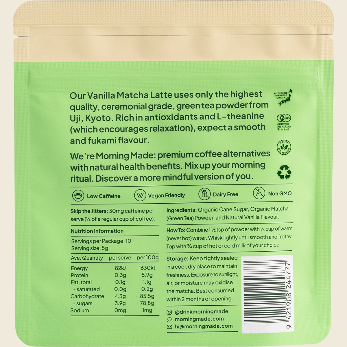 Morning Made Vanilla Matcha Latte 12x50g