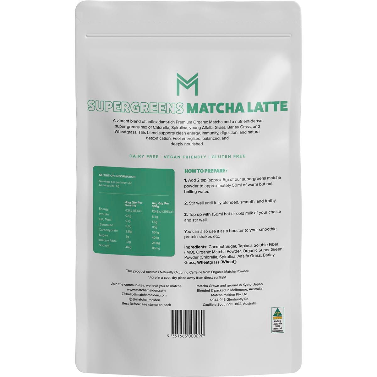 Matcha Maiden Supergreens Matcha Latte 150g
