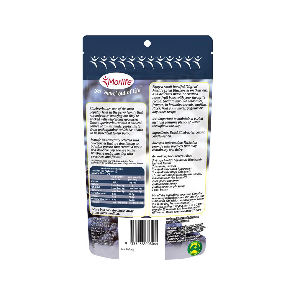 Morlife Dried Blueberries 150g