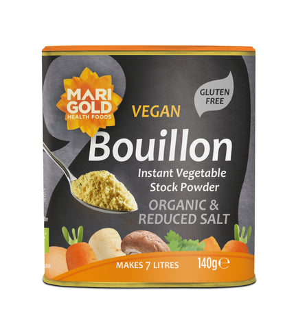 Marigold Health Foods Vege Bouillon Less Salt Grey 140g