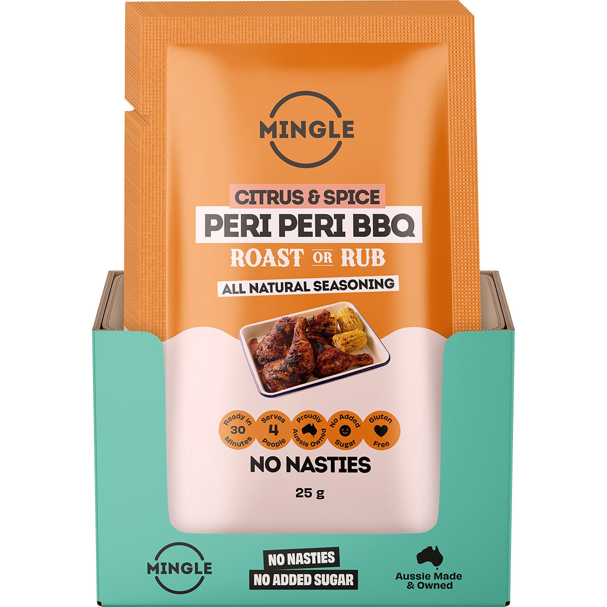 Mingle Peri Peri BBQ Roast Or Rub All Natural Seasoning 12x25g