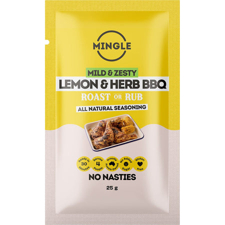 Mingle Lemon & Herb BBQ Roast Or Rub All Natural Seasoning 12x25g
