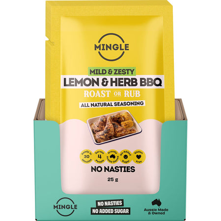 Mingle Lemon & Herb BBQ Roast Or Rub All Natural Seasoning 12x25g