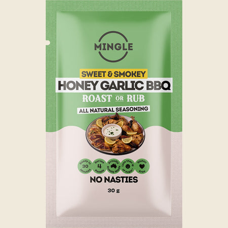 Mingle Honey Garlic BBQ Roast or Rub All Natural Seasoning 12x30g