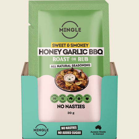 Mingle Honey Garlic BBQ Roast or Rub All Natural Seasoning 12x30g