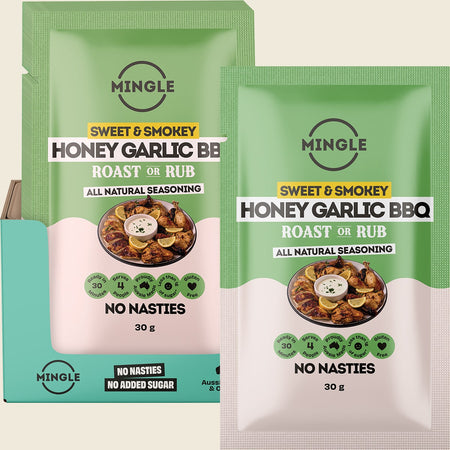 Mingle Honey Garlic BBQ Roast or Rub All Natural Seasoning 12x30g