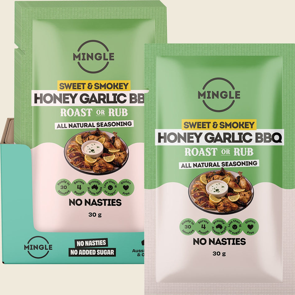 Mingle Honey Garlic BBQ Roast or Rub All Natural Seasoning 12x30g