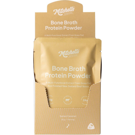 Mitchells Nutrition Bone Broth Protein Powder Salted Caramel 10x30g