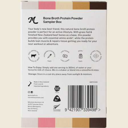 Mitchells Nutrition Bone Broth Protein Powder Sampler Box 5x30g