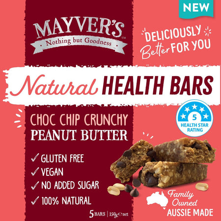 Mayver's Natural Health Bars-Choco Chip 150g Pack of 6
