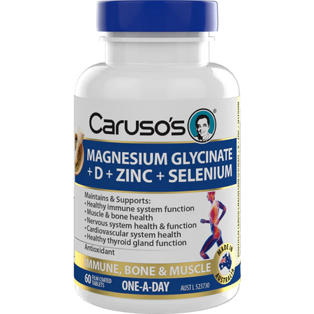 Caruso's Magnesium Glycinate + D + Zinc + Selenium 60 Tablets