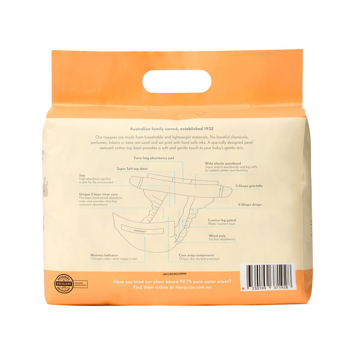Marquise Premium Nappies 73% Plant Based Infant Size 2 4-8kg x 24 Pack