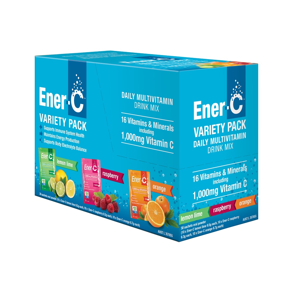 Martin & Pleasance Ener-C Daily Multivitamin Drink Mix 1000mg Vitamin C Variety Pack Sachet x 30 Pack