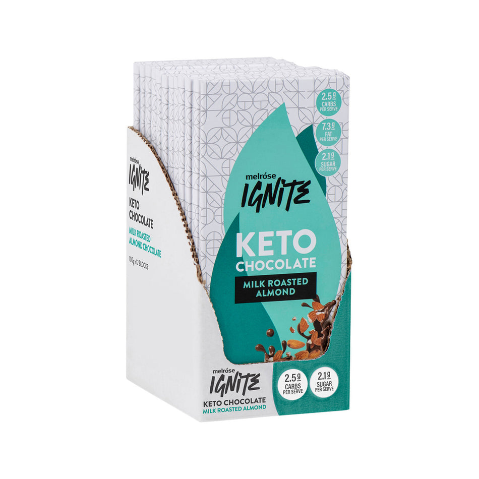 Melrose Ignite Keto Roasted Almond Milk Chocolate 100g (Pack of 12)