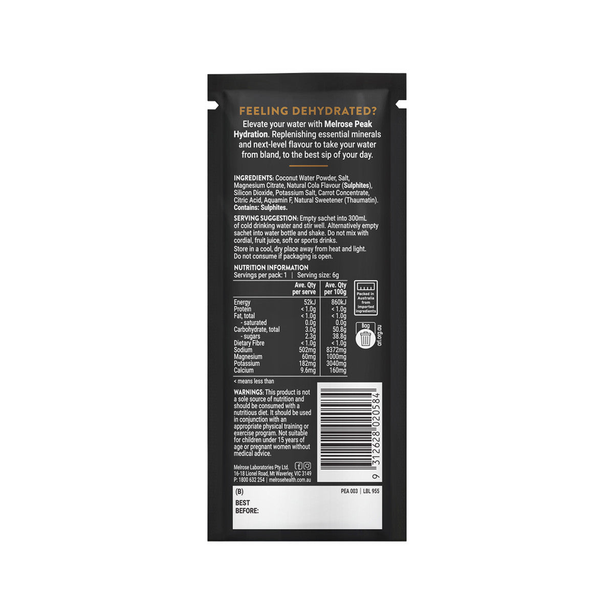 Melrose Peak Hydration Dirty Cola Sachet 6g Pack of 20