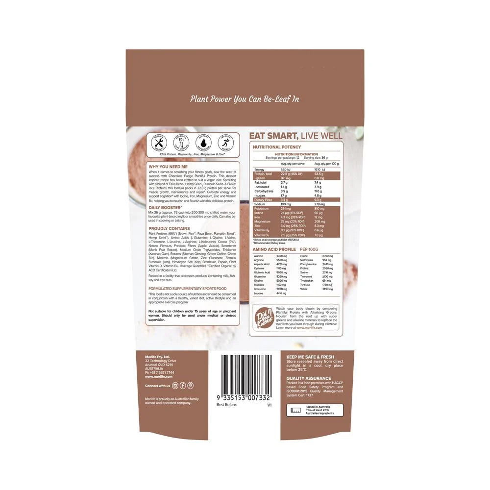 Morlife Plantiful Protein Chocolate Fudge 440g