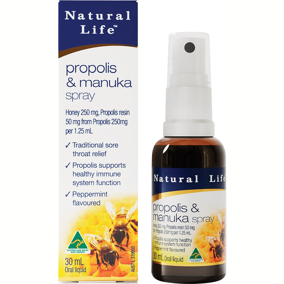 Natural Life Propolis & Manuka Honey (Peppermint) Oral Liquid Spray 30ml