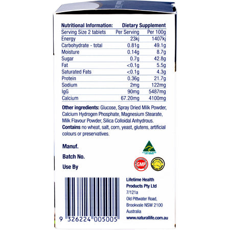 Natural Life Colostrum 45mg IgG 200 Caps