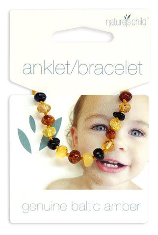 Nature's Child Amber Anklet - Mixed Colours 1Pk
