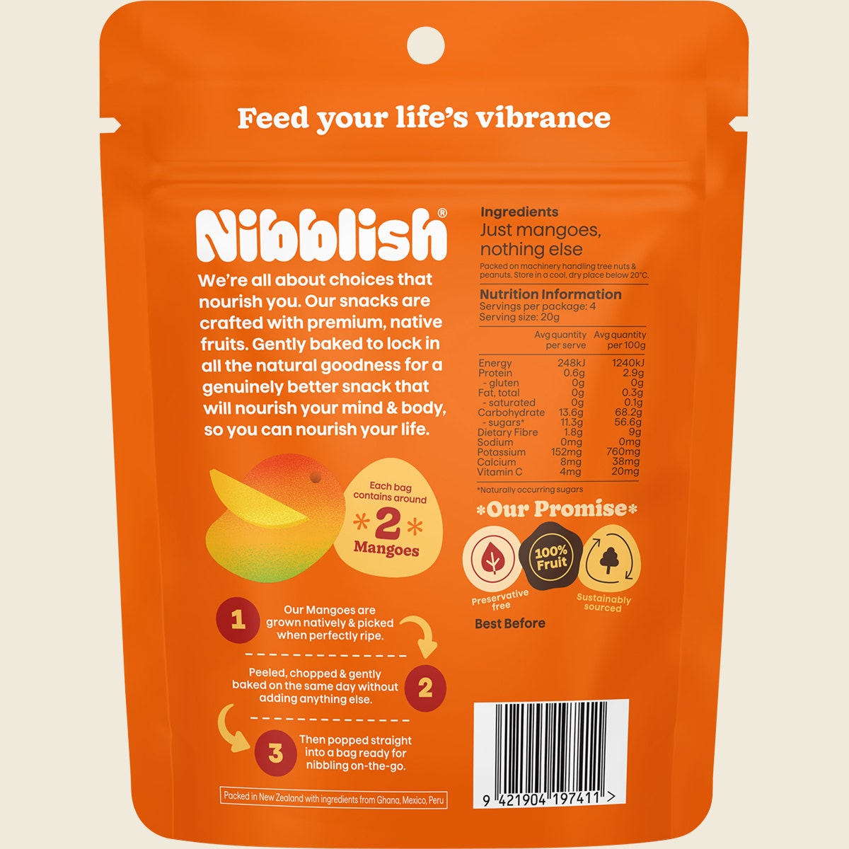 Nibblish Gently Baked Mango 80g
