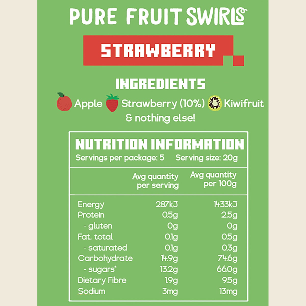 Nibblish Pure Fruit Swirls Strawberry 100g