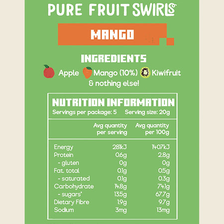 Nibblish Pure Fruit Swirls Mango 100g