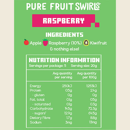 Nibblish Pure Fruit Swirls Raspberry 100g