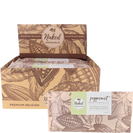 Naked Chocolate Co Dark Chocolate Bar Peppermint 60g x 16 Pack
