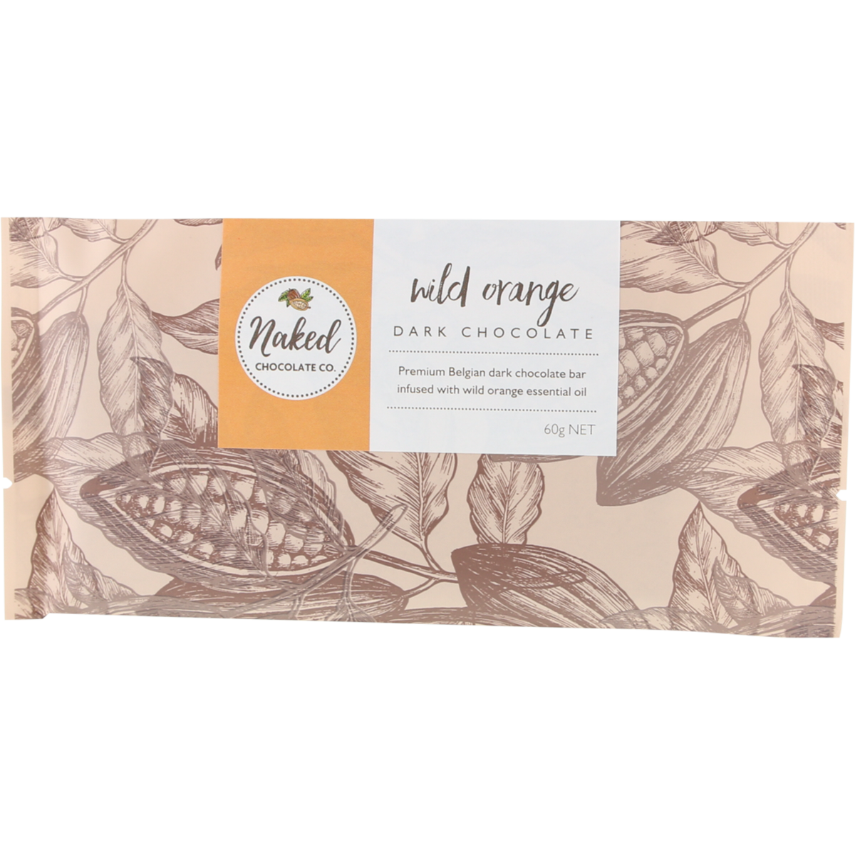 Naked Chocolate Co Dark Chocolate Bar Wild Orange 60g x 16 Pack