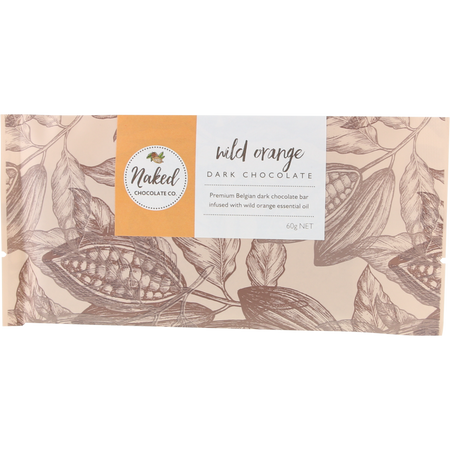 Naked Chocolate Co Dark Chocolate Bar Wild Orange 60g x 16 Pack
