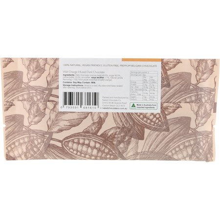 Naked Chocolate Co Dark Chocolate Bar Wild Orange 60g x 16 Pack