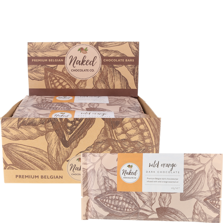Naked Chocolate Co Dark Chocolate Bar Wild Orange 60g x 16 Pack