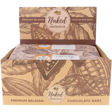 Naked Chocolate Co Dark Chocolate Bar Wild Orange 60g x 16 Pack