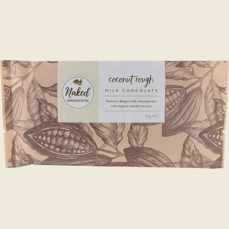 Naked Chocolate Co Milk Chocolate Bar Coconut Rough 12x60g