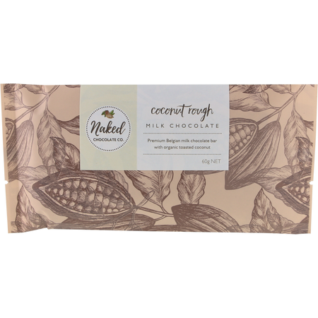 Naked Chocolate Co Milk Chocolate Bar Coconut Rough 60g x 12 Pack