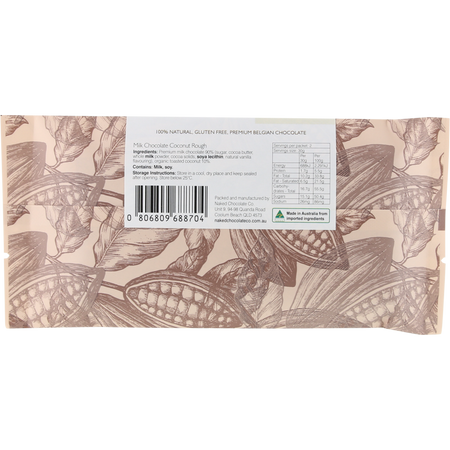 Naked Chocolate Co Milk Chocolate Bar Coconut Rough 60g x 12 Pack