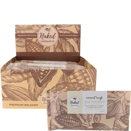 Naked Chocolate Co Milk Chocolate Bar Coconut Rough 60g x 12 Pack