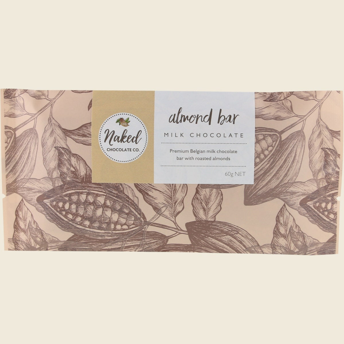 Naked Chocolate Co Milk Chocolate Bar Almond 12x60g