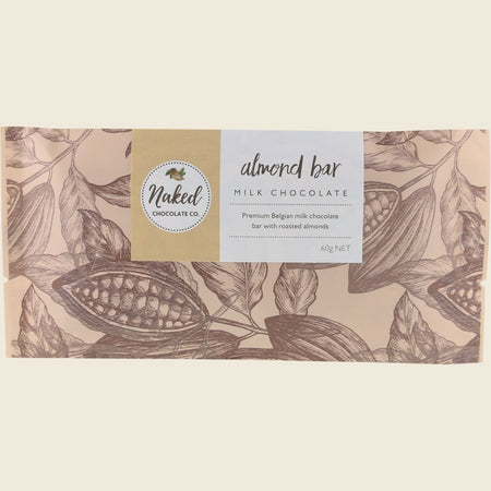 Naked Chocolate Co Milk Chocolate Bar Almond 12x60g