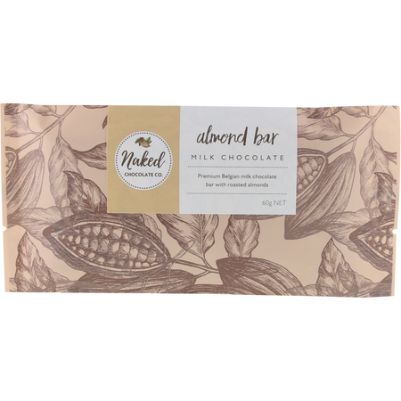 Naked Chocolate Co Milk Chocolate Bar Almond 60g x 12 Pack