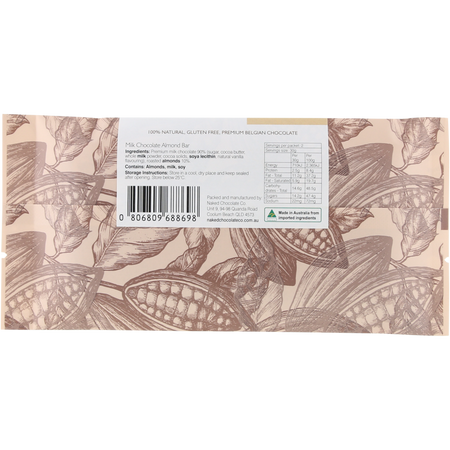 Naked Chocolate Co Milk Chocolate Bar Almond 60g x 12 Pack