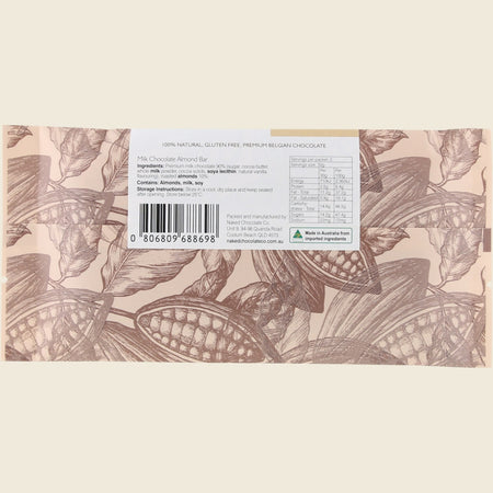 Naked Chocolate Co Milk Chocolate Bar Almond 12x60g