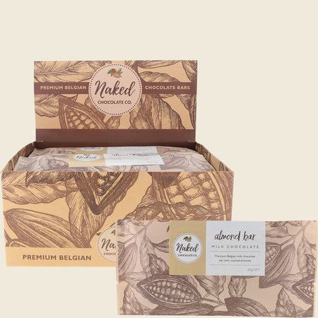 Naked Chocolate Co Milk Chocolate Bar Almond 12x60g