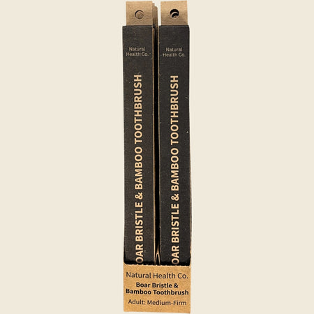 Natural Health Co Boar Bristle & Bamboo Toothbrush Adult Med-Firm 12x1pk