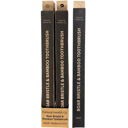 Natural Health Co Boar Bristle & Bamboo Toothbrush Adult Medium-Firm 1 Pack x 12 Pack