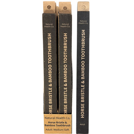 Natural Health Co Horse Bristle & Bamboo Toothbrush Adult Medium-Soft 1 Pack x 12 Pack