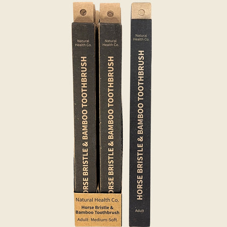 Natural Health Co Horse Bristle & Bamboo Toothbrush Adult Med-Soft 12x1pk
