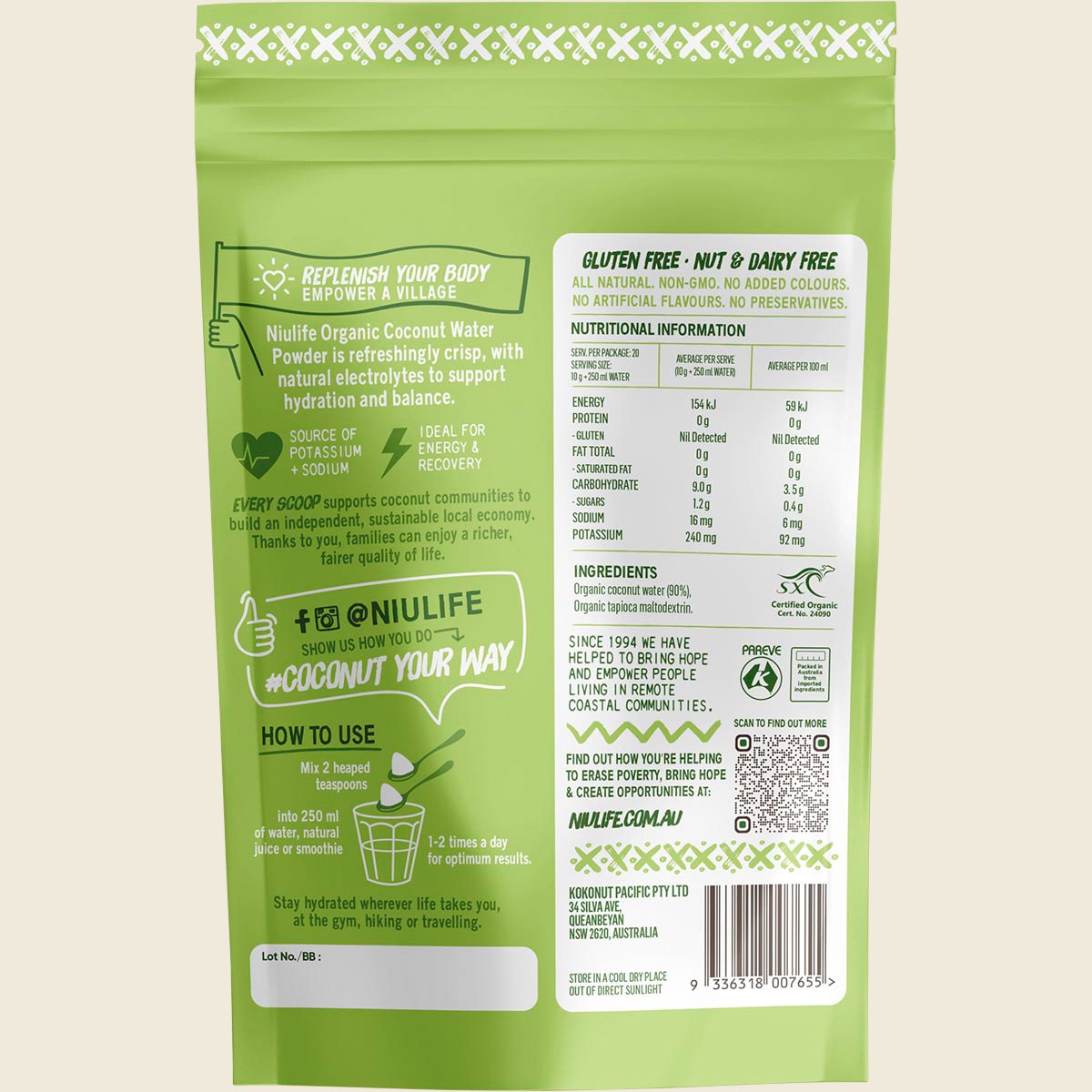 Niulife Organic Coconut Water Powder 200g