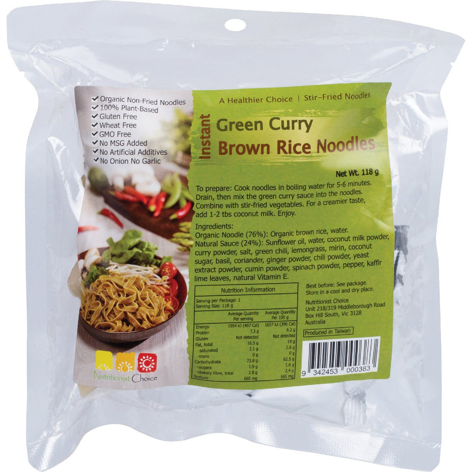 NUTRITIONIST CHOICE Instant Green Curry Brown Rice Noodle Kit 118g